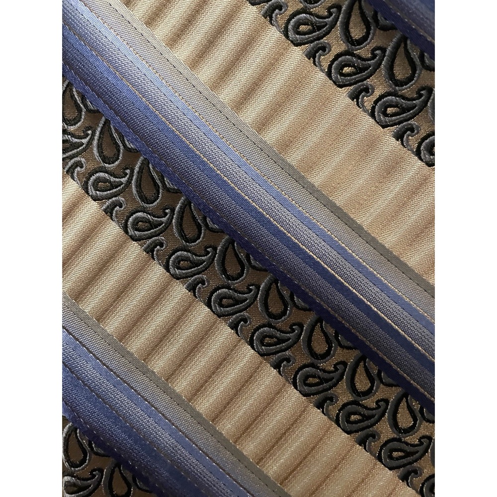 Screenplay Martin Wong Neckwear Tie Blue Gold Contrasting Stripe 100% Silk JBHS - Picture 2 of 6